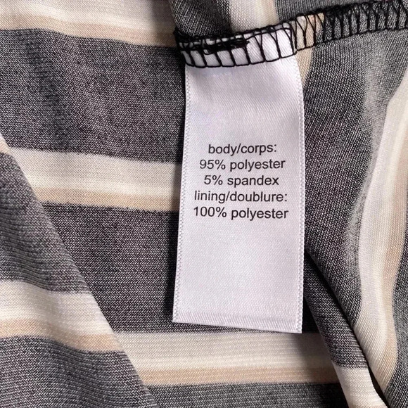 Maurices Stripe Flutter Sleeve Wrap Dress V-Neck Black White Tan Gray Size S - Picture 10 of 13